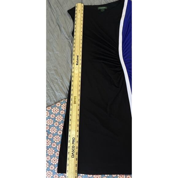 Lauren Ralph Lauren Sz 2 Cap Sleeve Colorblock Ruched Sheath Dress - Picture 10 of 10